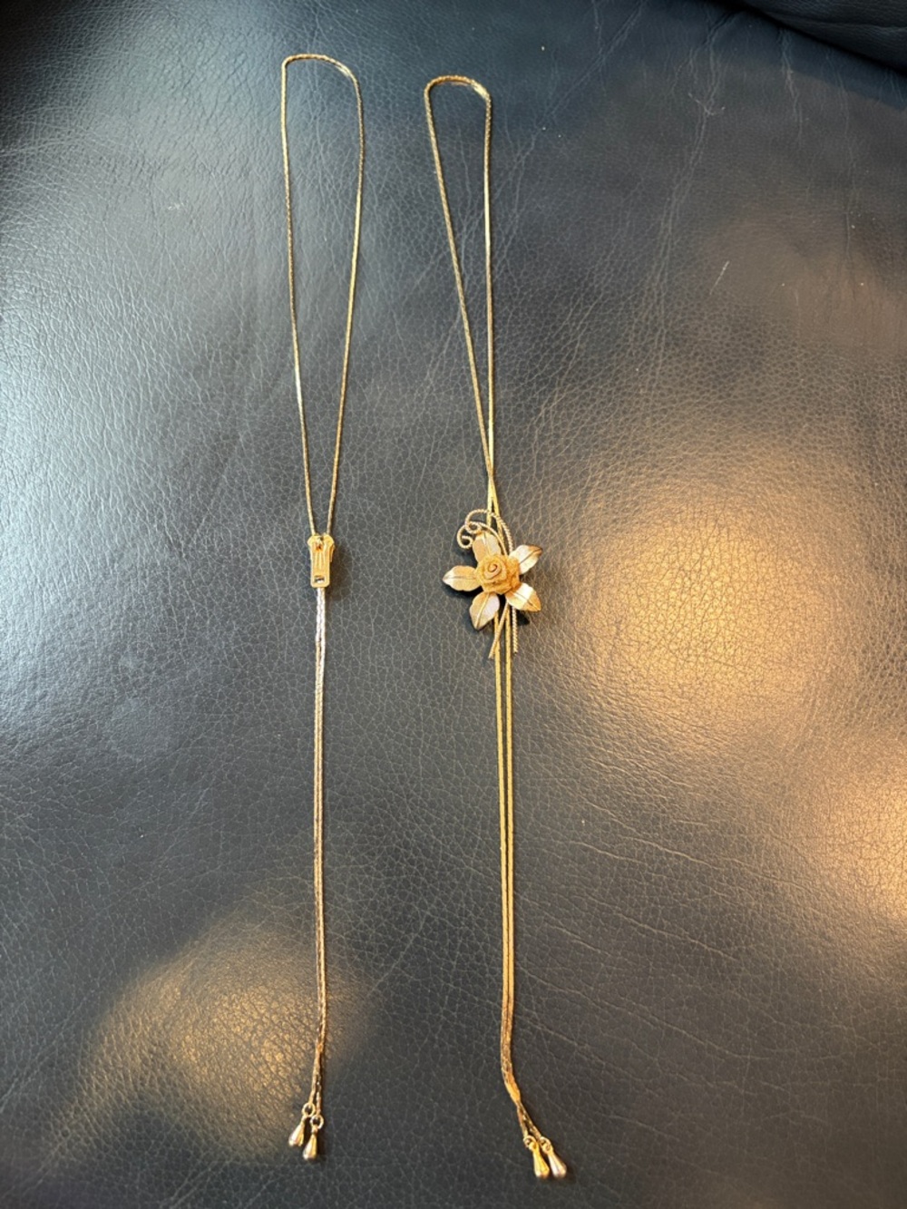Vintage Gold-Tone Bolo Lariat Necklace Duo